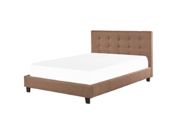 Cama con somier BELIANI Rochelle de Poliéster Marrón 190x218x109