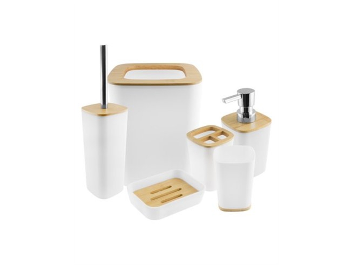 Juego de baño de 6 piezas en bambú blanco