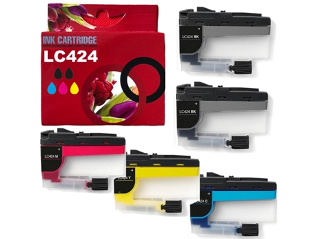 Paquete 5 Cartuchos de Tinta Compatible Con Brother Lc424