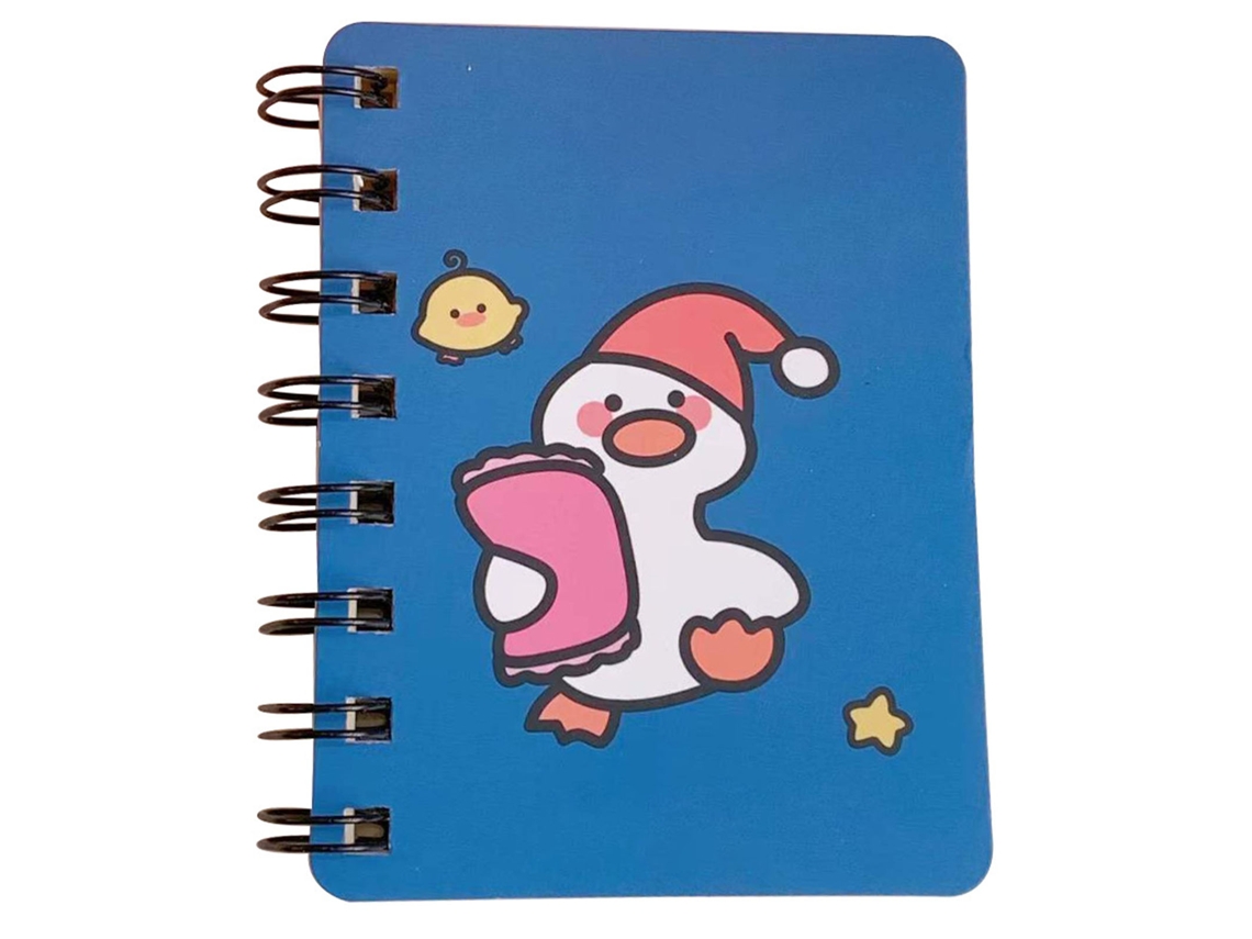 Mini cuaderno espiral con diseño de patito adorable, agenda diaria portátil.