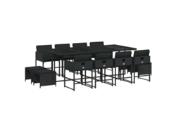 Maison Exclusive - Set Comedor De Jardín Con Cojines 13 Pzas Ratán Sintético Negro