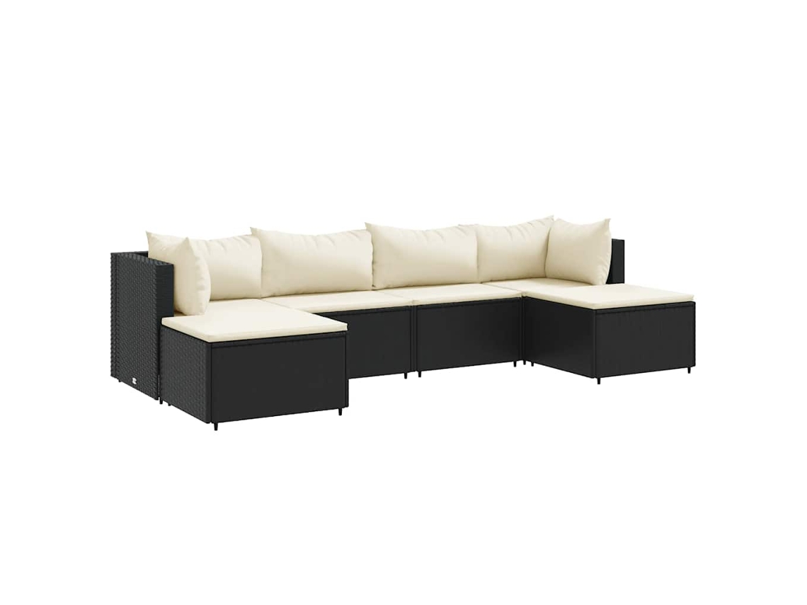 Maison Exclusive - Set Muebles De Jardín 6 Piezas Y Cojines Ratán Sintético Negro