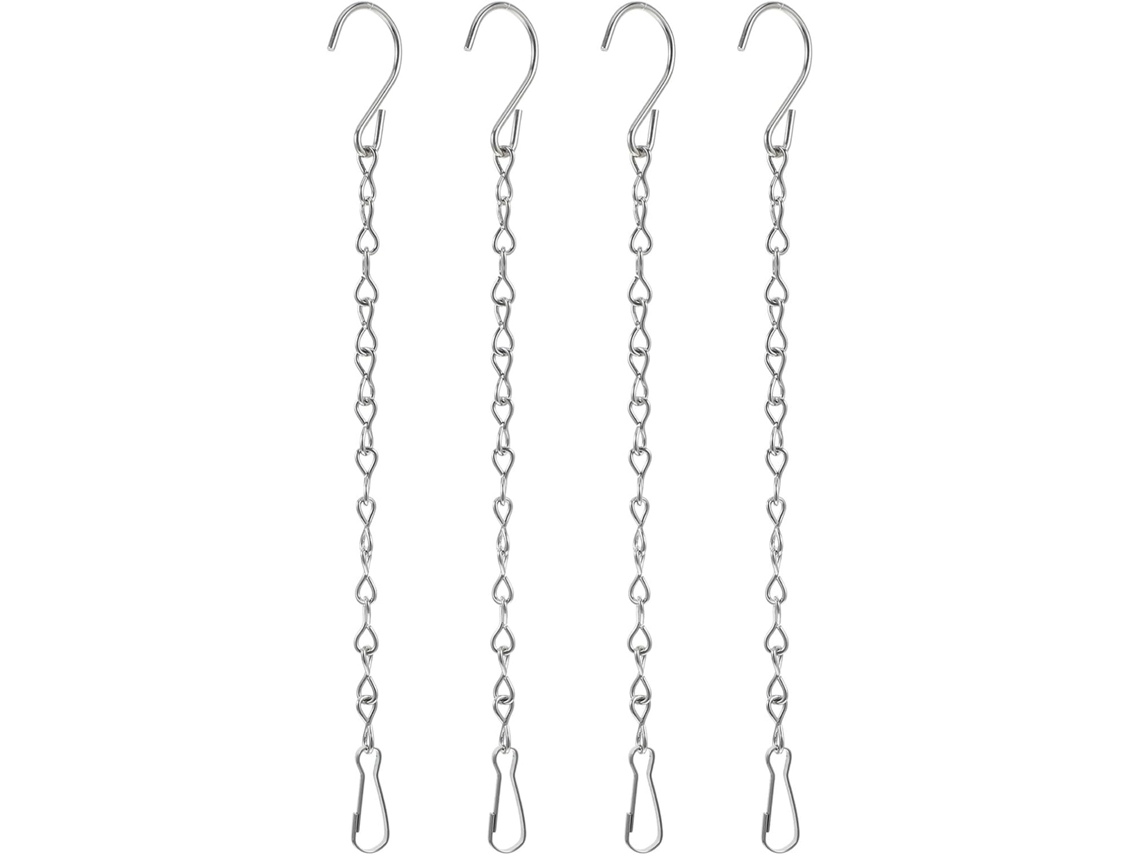 Cadena Metálica Para Colgar Plantas, 4 Piezas Con Ganchos En Forma De S, 24 Cm, Acero Inoxidable, Color Plata, Para