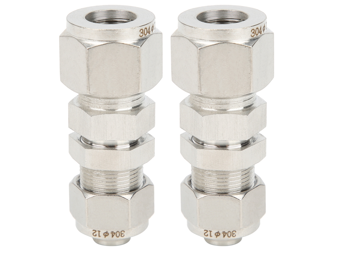 2 Piezas Conector Pasante Compresión Ferrula 2-touch Recto Acero Inoxidable 304 Ф12x10
