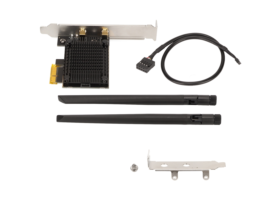 Tarjeta Wifi Baoj-2026 de 6 puertos PCIe de 5400 Mbps con 2 antenas de 8 dBi para oficina, 2,4 GHz/5 GHz/6 GHz, MU-MIMO, transmisión estable.