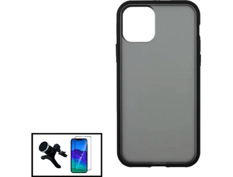 Kit Funda Anti Choque Protection, Protector 5D Full Cover y Soporte Magnético Reforzado de Coche Apple iPhone 13 Pro Max PHONECARE Negro