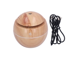 Minihumidificador USB con forma de hongo y luz ambiental nocturna, 130 ml (madera clara)