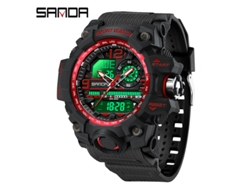 Reloj Electrónico De Moda (negro Y Rojo para Hombre) Con Acabado Luminoso, Resistente Al Agua Y A Los Golpes, Con Alarma.