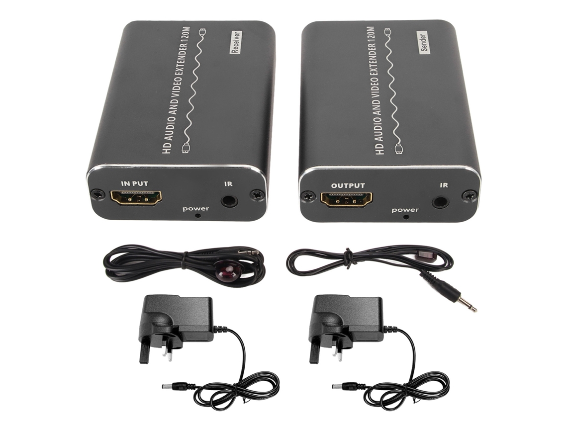 Extensor De Interfaz Multimedia Hd A Través De Cat6a De Hasta 120 M, 1920x108p, 60 Hz Con Control Remoto Ir. Enchufe Británico.