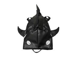 Mochila informal con estampado de peces, confeccionada en piel sintética, ideal para adolescentes, para ir de compras, al colegio y para viajar. Negra.