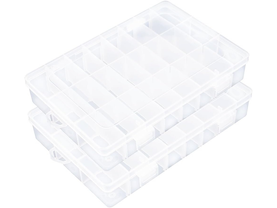 Cajas Rectangulares De Plástico Con 24 Ranuras Para Almacenamiento De Componentes Electrónicos (9...