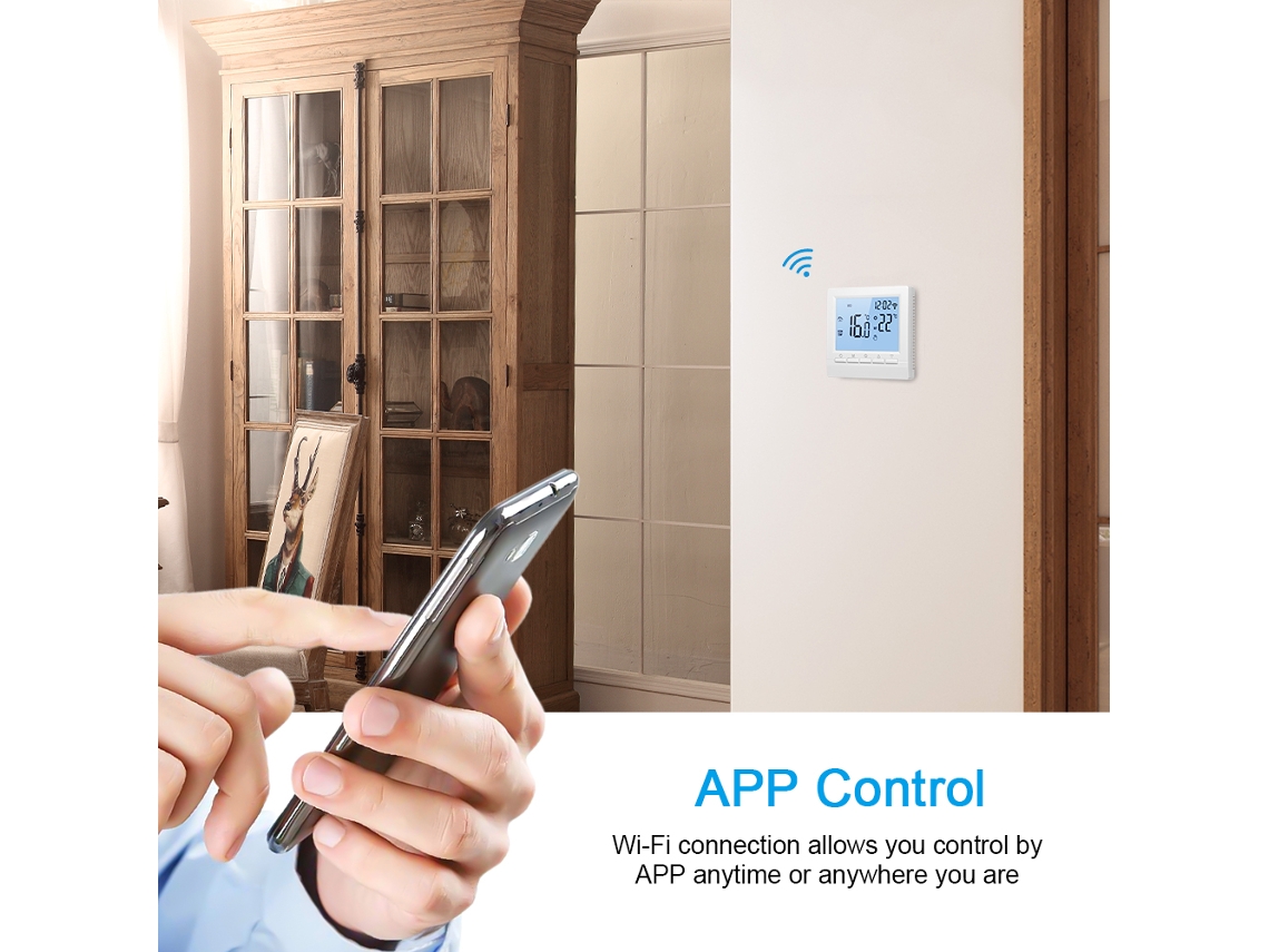 Termostato Inteligente Wi-fi, Programable, Control Por Aplicación, Pantalla Lcd, Calefacción Eléctrica, 16 A