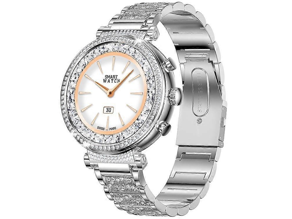 Reloj inteligente TK28 para mujer, con ECG, Bluetooth, llamadas, monitor de frecuencia cardíaca y temperatura, correa de acero para bicicleta eléctrica Ly (certificación CE)