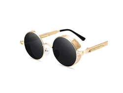 Gafas De Sol Redondas Góticas Steampunk Vintage Unisex Con Diseño Retro De Metal Y Espejo Hhg