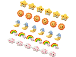 30 Chinchetas Decorativas De Resina Para Pared Con Forma De Luna, Estrella, Sol, Arcoíris Y Nube.