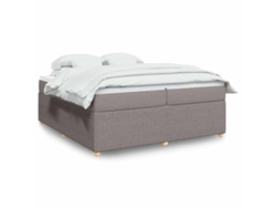 Cama Box Spring Con Colchón Tela Gris Taupe 200x200 Cm