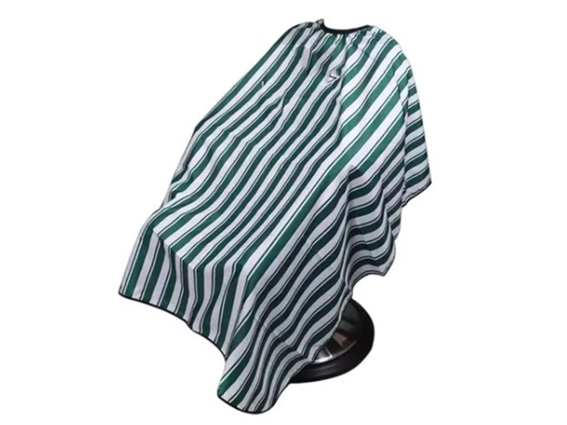 Manta De Peluquería Impermeable Con Rayas Verdes Ajustable Limpieza Fácil Para Cortar Pelo