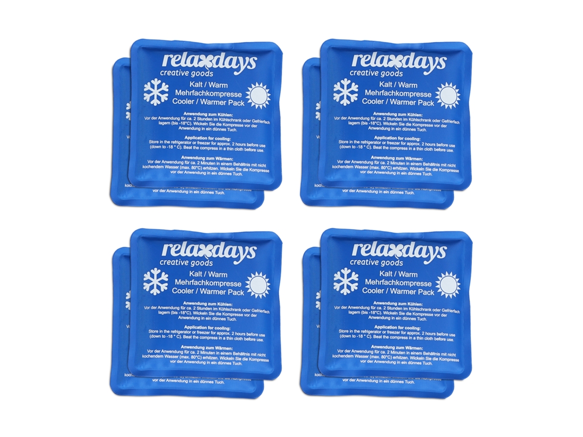 Relaxdays Bolsas Gel Frío, Set De 8, Compresas Frío-calor, 11 X 11 Cm, Primeros Auxilios, Bolsitas Reutilizables, Azul