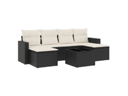Maison Exclusive - Set De Comedor De Jardín 7 Pzas Y Cojines Ratán Sintético Negro