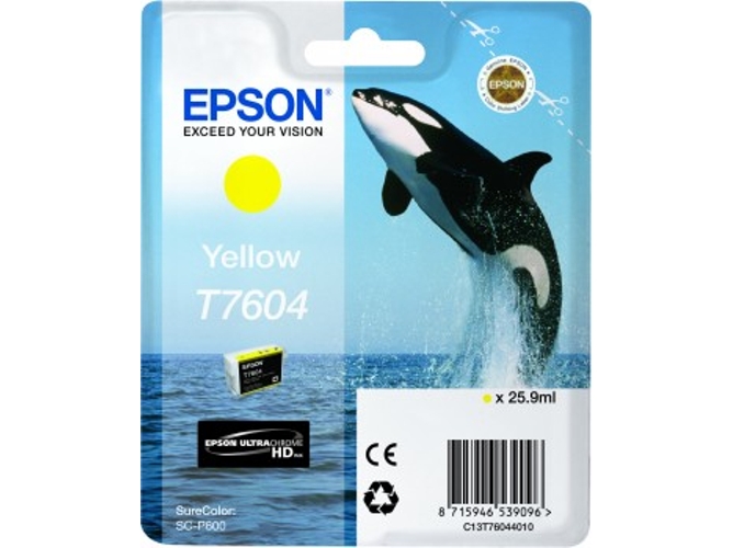 Cartucho de tinta original EPSON, T7604, Orca 25,9 ml , Amarillo, C13T76044010