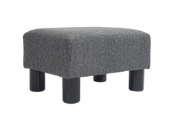 Puf De Lino, Taburete Tapizado Moderno, Gris Oscuro.
