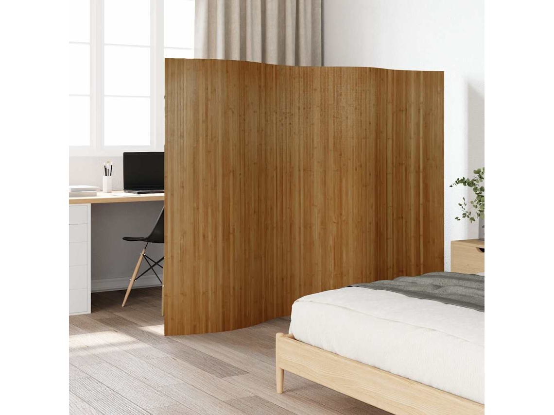 Biombo plegable | Separador de ambientes Ancho 250 cm Alto 165 cm Bambú marrón