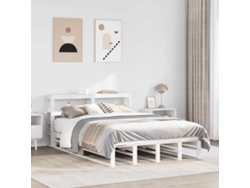 Estructura De Cama Sin Colchón Madera De Pino Blanca 150x200 Cm