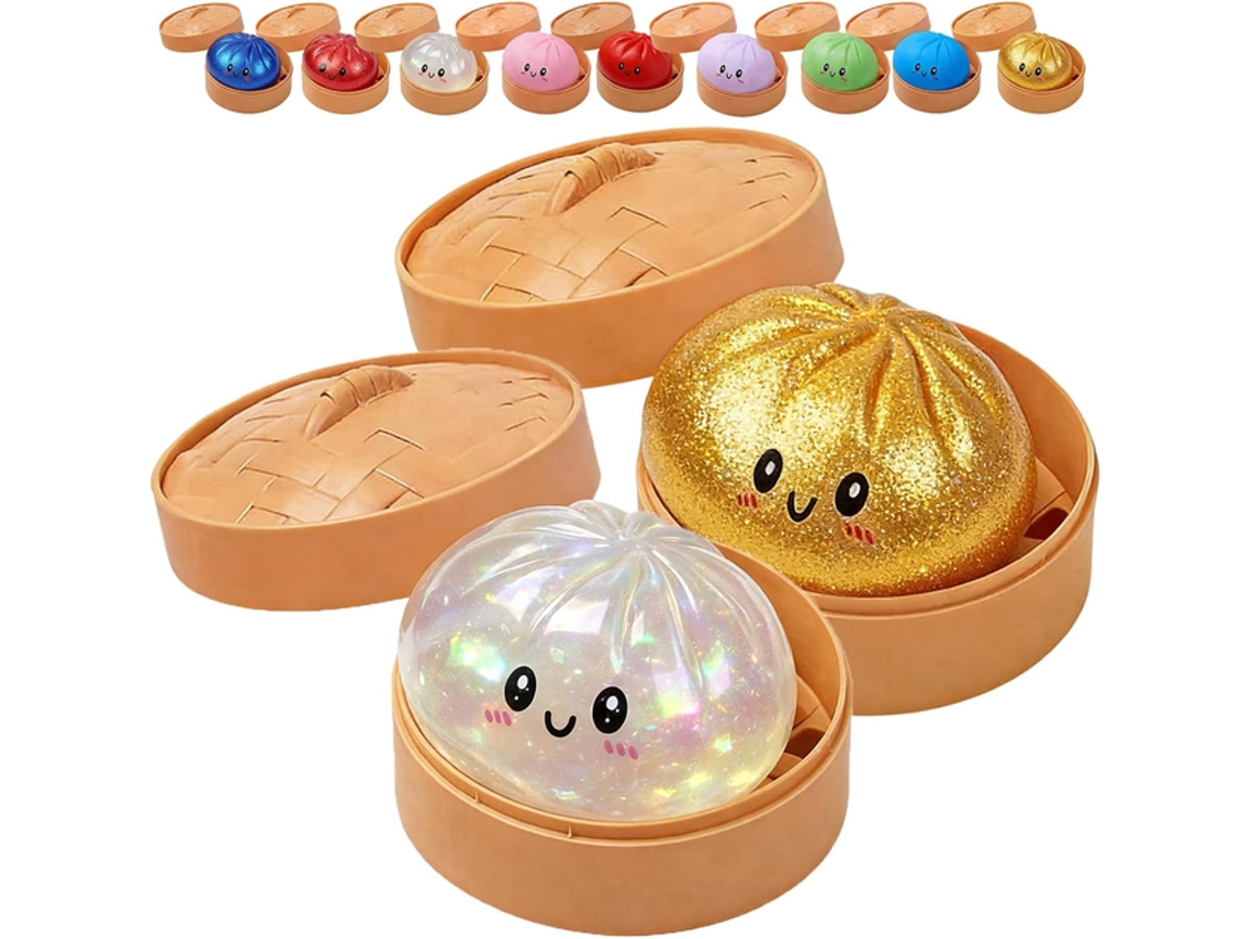 Juego De 2 Juguetes Antiestrés Gigantes Con Forma De Dumpling De Retorno Lento - Dorado Y Multicolor - Tommy01