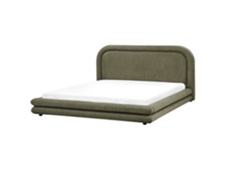 Cama Beliani Lavardens de lino sintético verde 201x222x107
