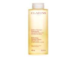 Loción hidratante tónica Clarins con aloe vera y extractos de flor de azafrán para piel normal a seca, 400 ml (envase aleatorio)