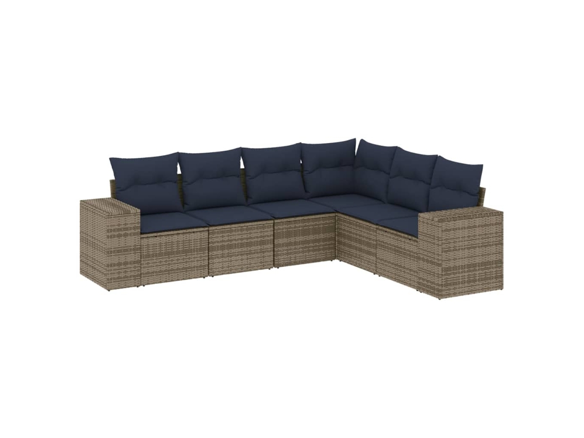 Maison Exclusive - Conjunto De Sofá De Jardín De 6 Piezas Con Cojines, Poliratán Gris