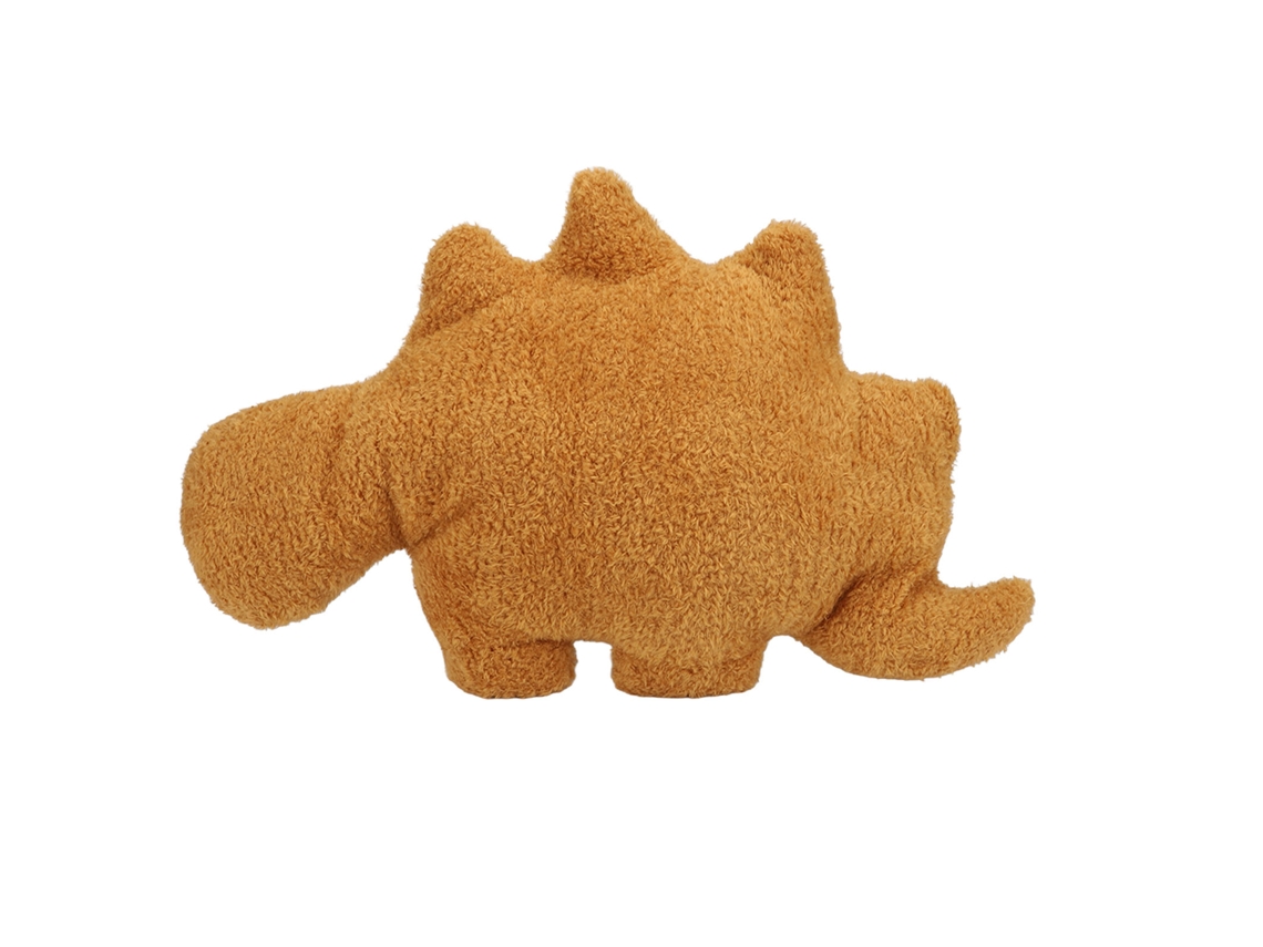 Adorable Almohada De Peluche De Dinosaurio Naranja De 43 Cm Con Costuras Precisas.