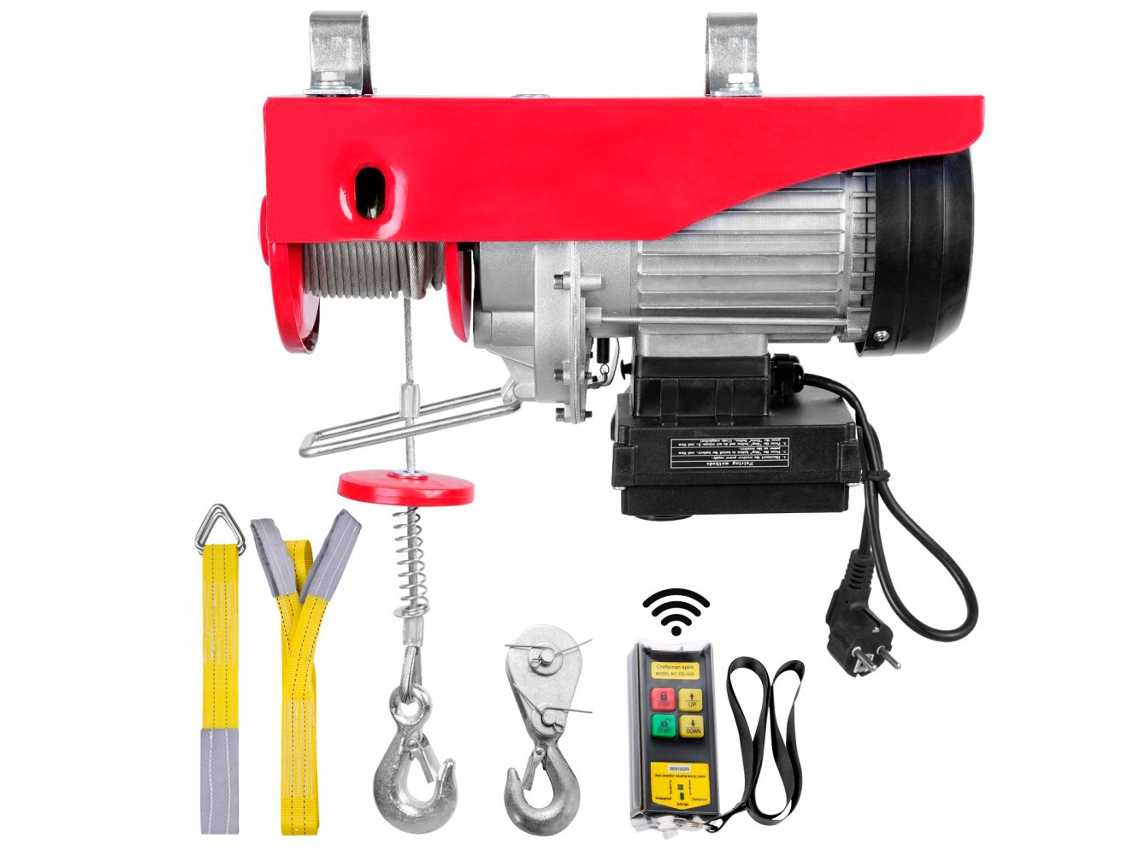Cabrestante Eléctrico de 250 kg con Cable de 12 m, Motor de Cobre y Control Remoto para Taller y Garaje Tekmaquinas