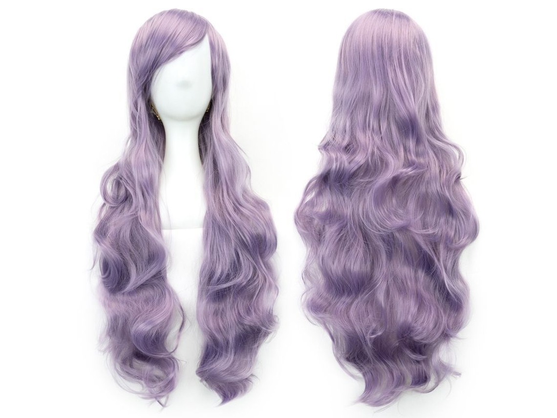 Peluca Larga Ondulada Violeta De 81 Cm Para Cosplay, Anime, Disfraz De Halloween Y Fiesta.