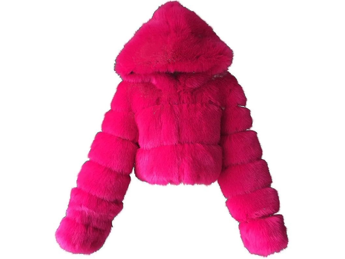 2026-abrigo De Pelo Falso Para Mujer Con Capucha Corto Cálido Chaqueta De Pellizco Talla Xx-large