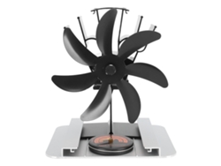 Ventilador para estufa de leña con 7 aspas, silencioso, con termómetro.