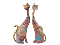 Escultura De Gato De Resina Con Pintura Al Óleo Para Decoración De Mesa O Estante - 2 Piezas