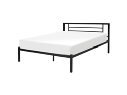 Cama con somier BELIANI Cusset de Acero Negro 147x209x86