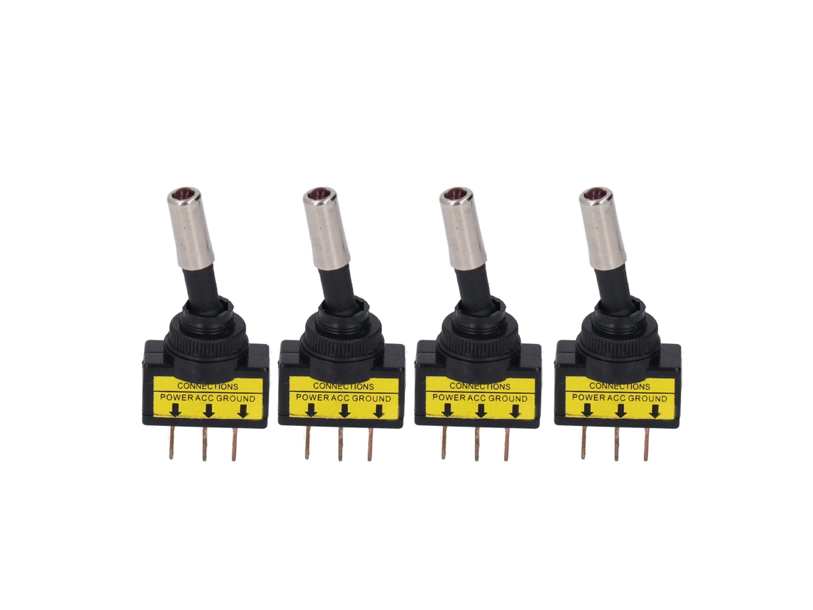4 Interruptores Basculantes On/off Con Led Rojo, 3 Pines, 12 Mm, 20 A, 12 V Cc Para Coche.