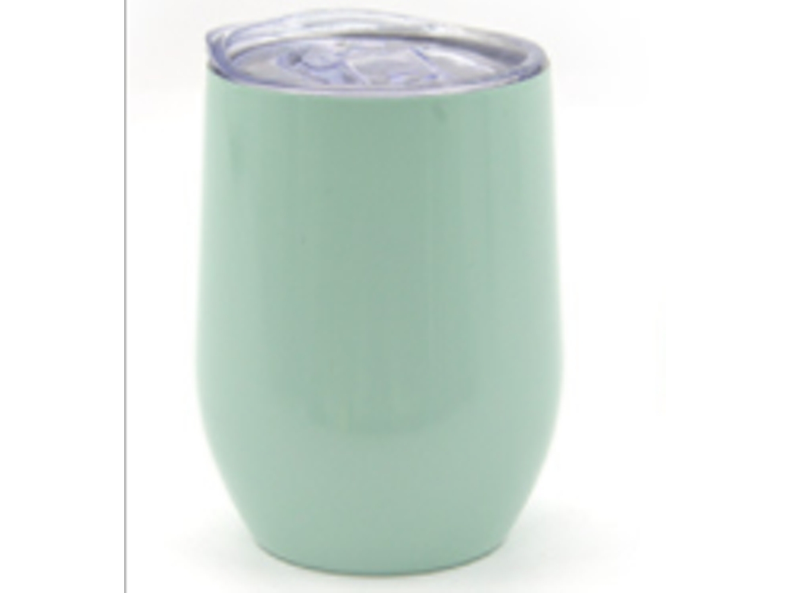 Vaso de vino sin tallo de acero inoxidable, térmico con tapa blanco Kofihety (350 ml)