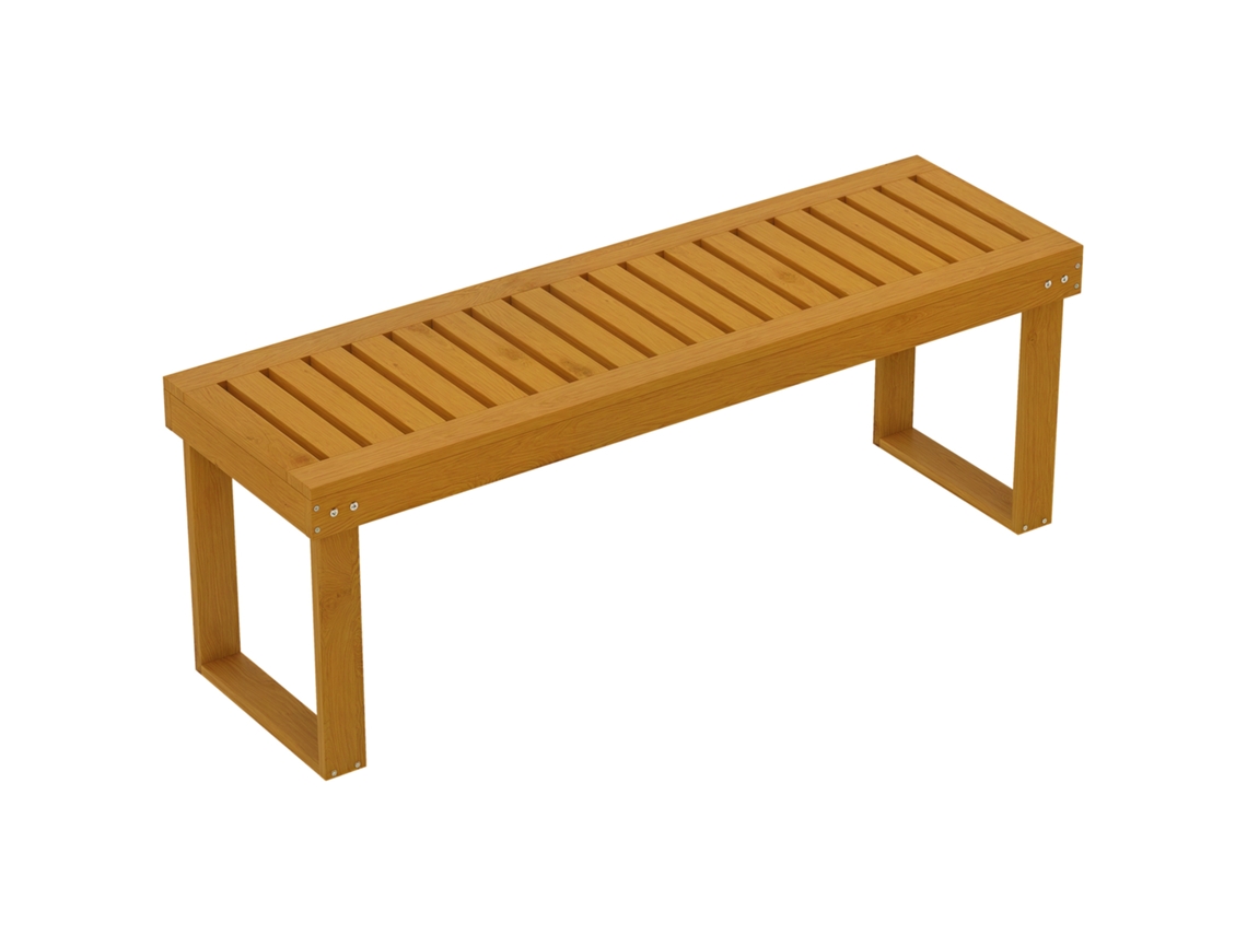 Banco De Madera De Dos Plazas Con Diseño De Listones, 120x34x43 Cm, 300 Kg, Madera De Teca.