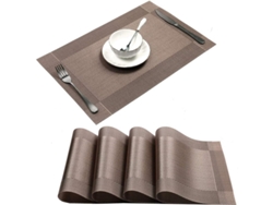 2026-41267-manteles De Mesa De Vinilo Tejido Antideslizante Lavables, Set De 4 (champán)
