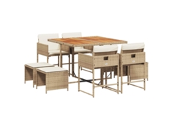 Maison Exclusive - Set Comedor De Jardín 9 Pzas Con Cojines Ratán Sintético Beige