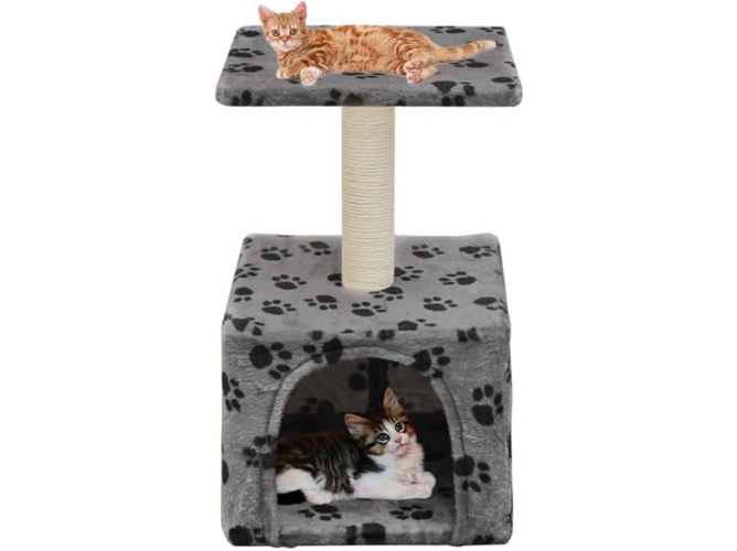 vidaXL Rascador para gatos con poste de sisal 55 cm huellas beige