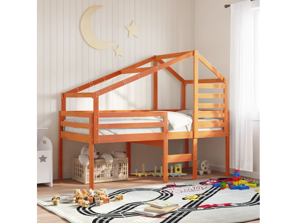 Techo De Cama Infantil Madera Maciza Pino Marrón 188x82x113 Cm