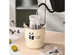 Vaso de acero inoxidable con aislamiento de Panda Animal Friends, con tapa y pajita, 355 ml, Gusshious amarillo