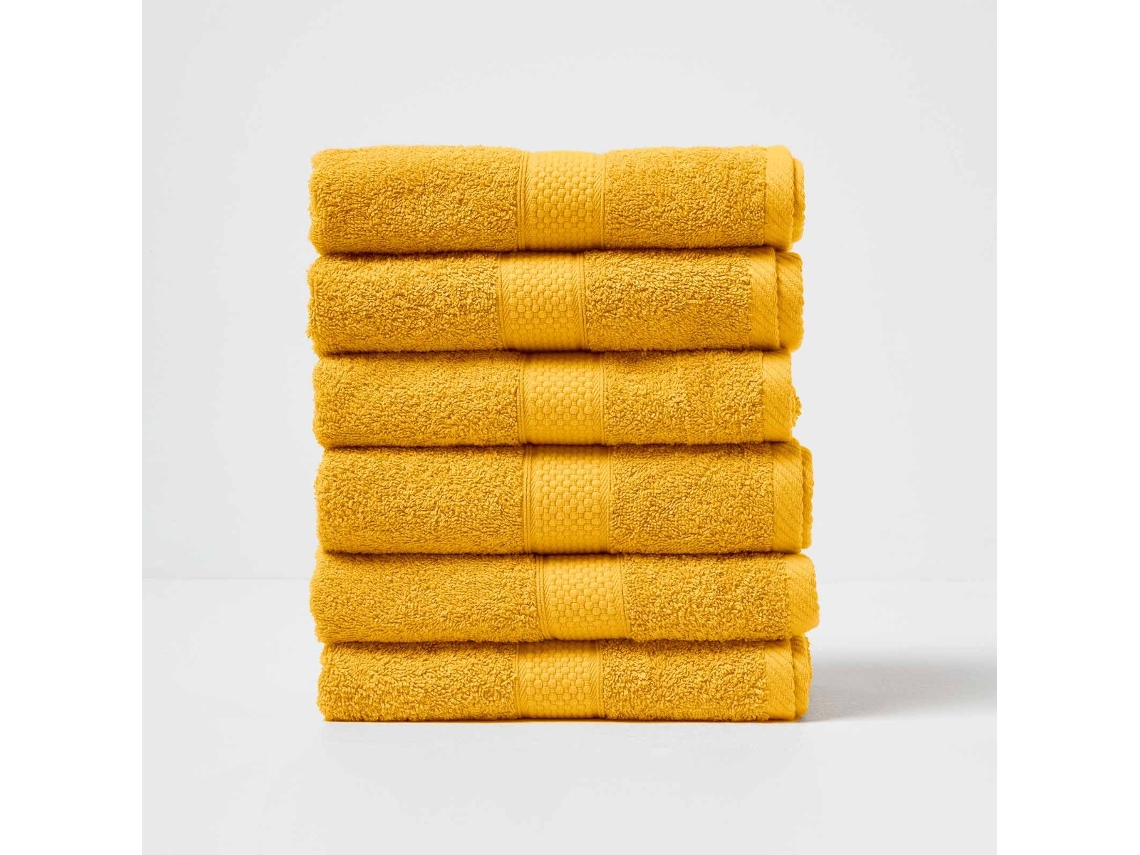 Homescapes Turkish Cotton Hand Towel Set Of 6, Ochre