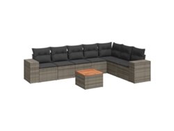 Maison Exclusive - Set De Sofás De Jardín 8 Pzas Y Cojines Ratán Sintético Gris