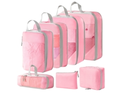 Conjunto De Bolsas Organizadoras Para Malas, Com Bolsa Digital E Nécessaire, Pacote Com 7 Chrui (rosa)