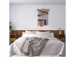 Cabecero De Cama Con Mesitas Madera Contrachapada Roble Ahumado